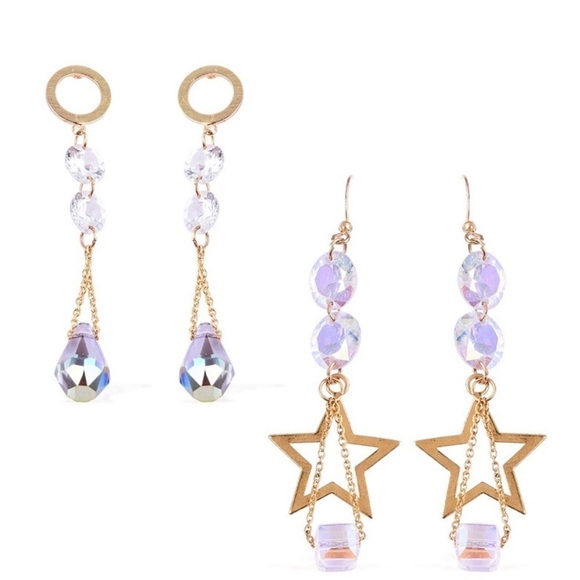 Set of 2 Simulated Mercury Topaz,Mystic Earrings - Picture 1 of 5